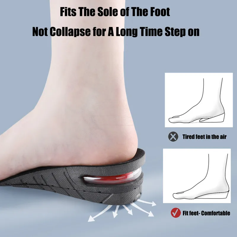 Height Increase Insoles for Men Women Elevator Shoes Cushion Unisex Sneakers Heel Lifting Insert Heighten Half Insoles 375cm 220713