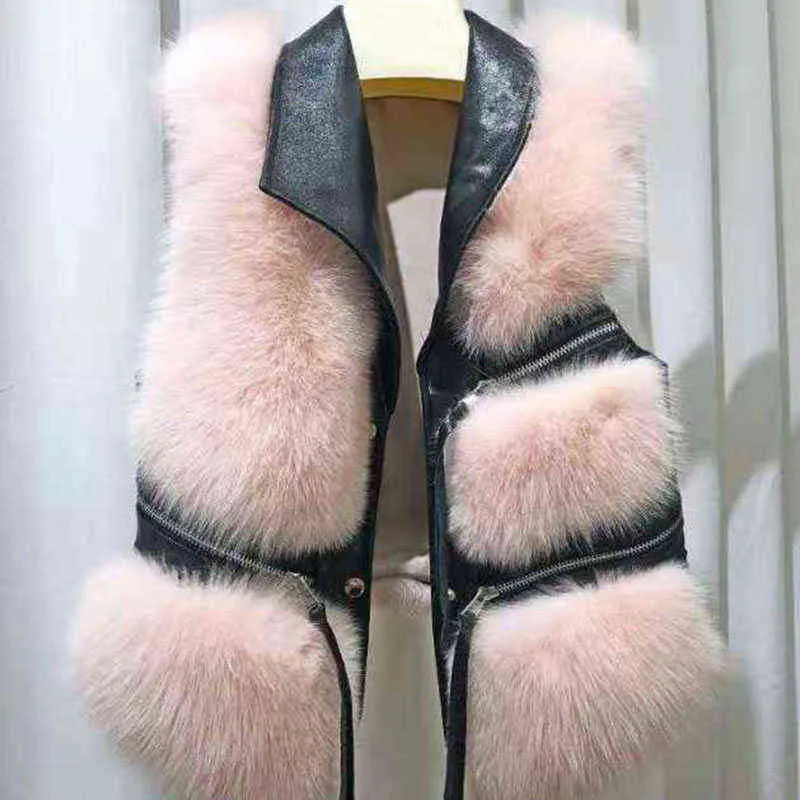 Jaqueta de couro de colete de pele Faux Mulheres 2021 Autumn Winter Coat Casat Jaqueta Biker Slim Fashion Fourrure Femme Trend T220716