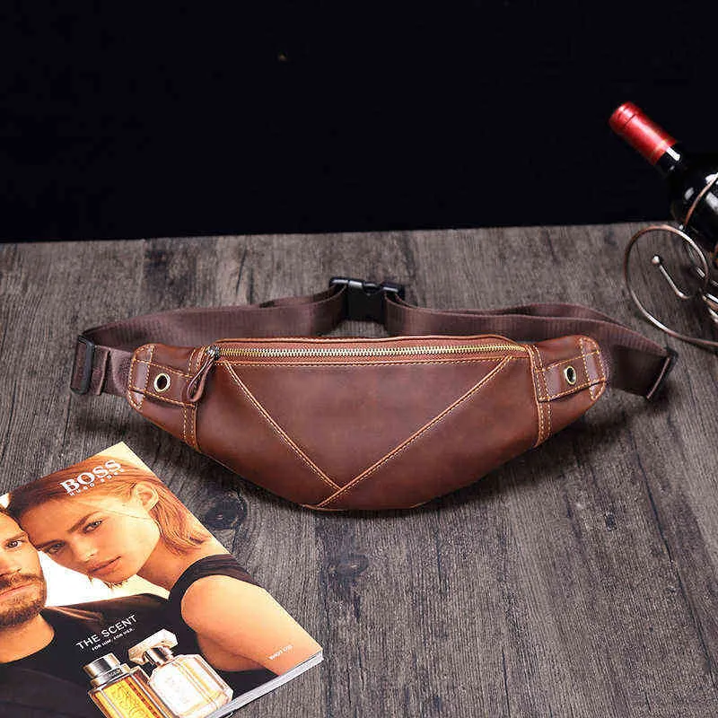 Vintage lederen taille pakketten mannen crossbody taille tassen Fanny Pack Belt Bag reiskistzak mannelijke kleine taille tas telefoontjes 220705