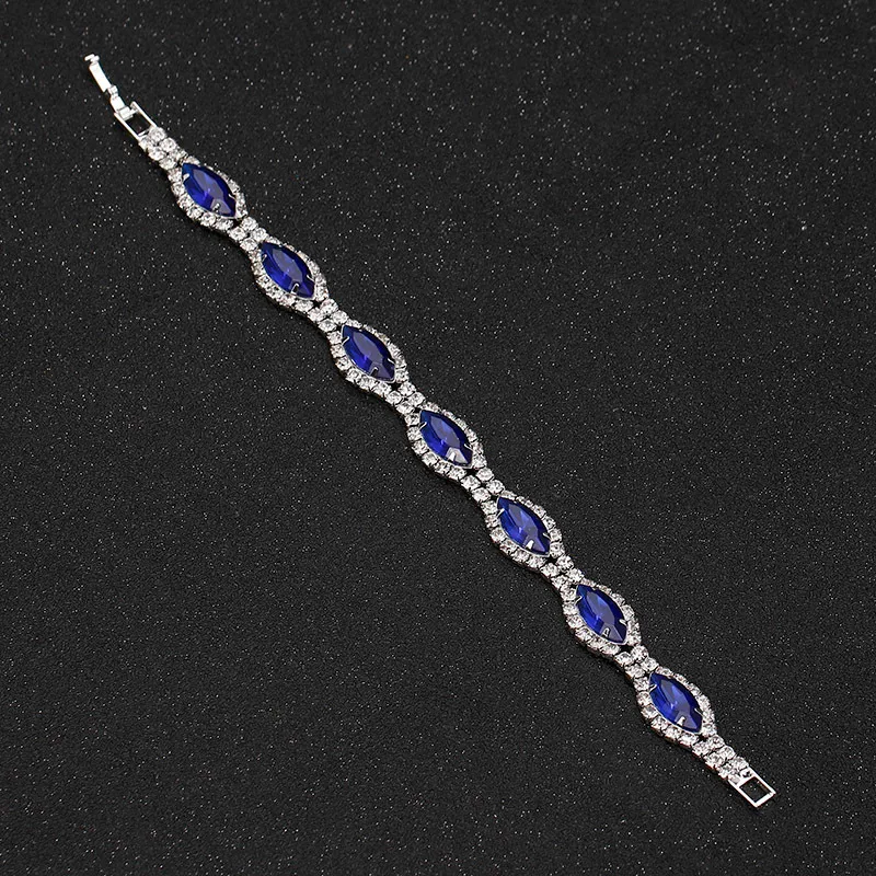 Blijery Elegant Royal Blue Crystal Свадебные украшения наборы страпов с длинными кисточками серьги для колье браслета для свадебных ювелирных изделий 220726