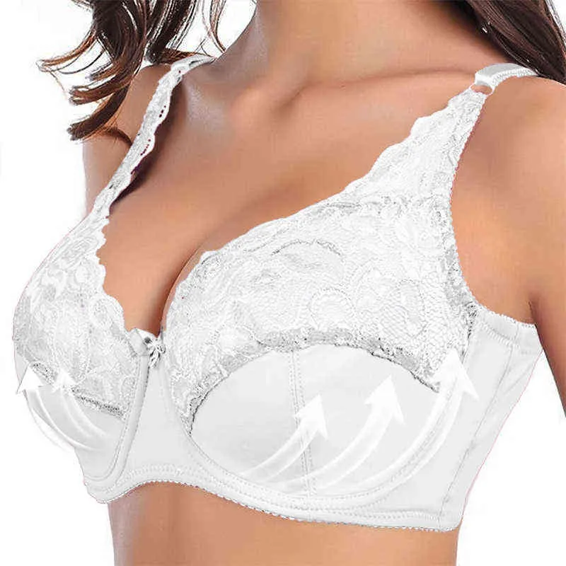 C D Copo Grande tamanho feminino sutiã push up bra renda hollow out sul gorge roupas íntimas sexy ultra thin transparente brasserie bra 100d l220726