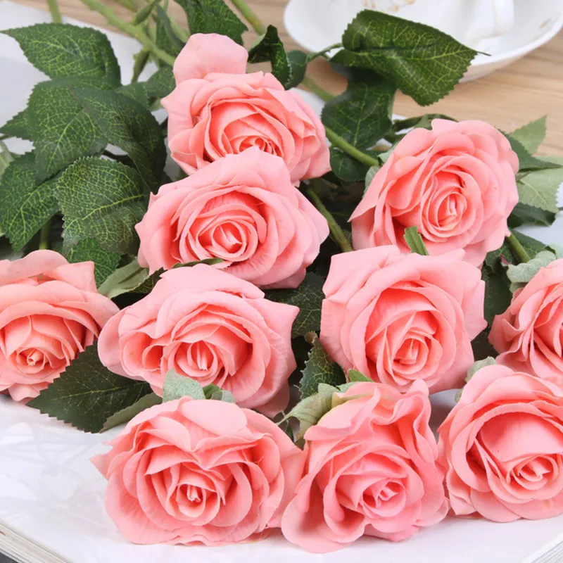 10 pezzi lotto rosso rosa fiore artificiale reale tocco di lattice fiori in finta silicone decorazione di bouquet rosa finta la festa di matrimonio a casa 220609