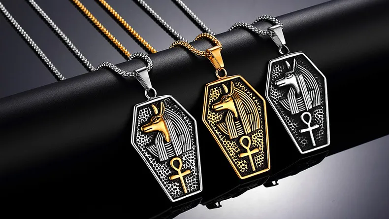 Anubis Life – collier rétro pour hommes, pendentif tête de chien, croix Anka, Hip Hop, chaîne de cou, bijoux