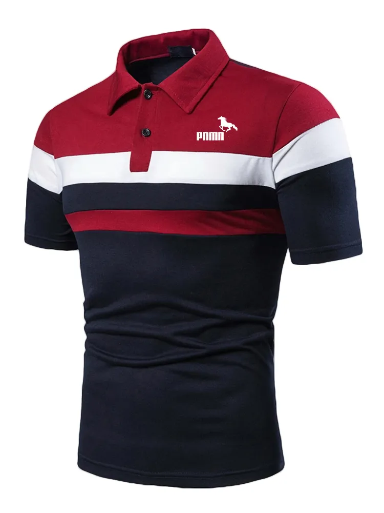 Luhaods Men Horse Print Polo Shirt Colorblock T Shirt 220524