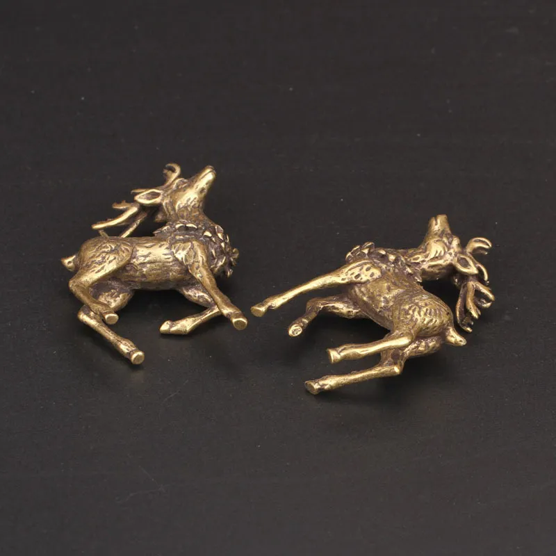 Pure Copper Deer Sculpture Ornaments Solid mosiężne mosiężne miniaturowe figurki Lucky Feng Shui Crafts Dekoracje 220617