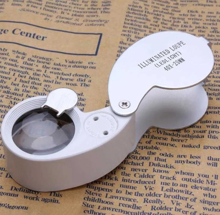 High Quality Portable 40x25mm Magnifying Glass 40X Folding Magnifier Loupe For Jewelry Coins Stamps Antiques