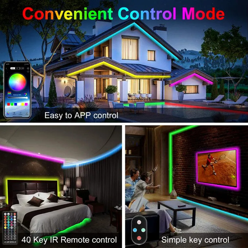 USB LED String Light Smart Bluetooth App Control String Lights Étanche Guirlande Lumineuse Extérieure pour Noël / Vacances / Fête Décor 220408