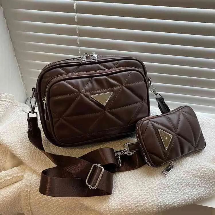 Handbags new wide strap messenger sling one shoulder leisure backpack flip texture rhombic lattice women's bag Purse