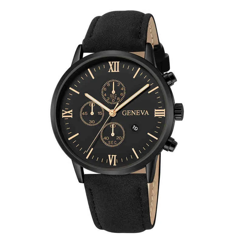 2020 uomini Casual Sport es Ginevra cinturino in pelle calendario al quarzo vendita di liquidazione Dropshipping Reloj Hombre Erkek Kol Saati Y220707