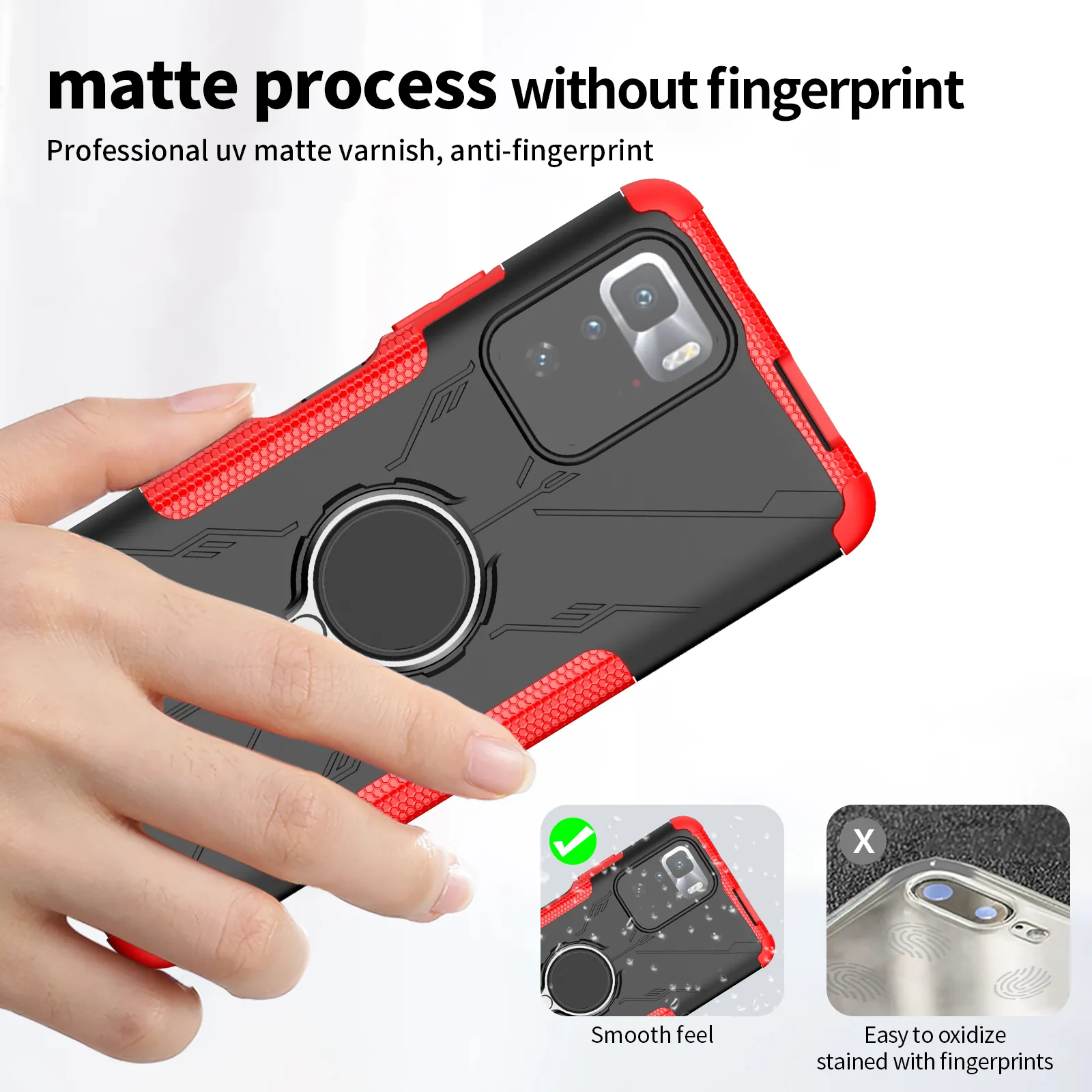 Magnetic Metal Ring Support Armor ShockoProof Fodral för Xiaomi RedMi Note 10 Pro Kina Poco X3GT PC + TPU Shock Absorber skyddskåpa