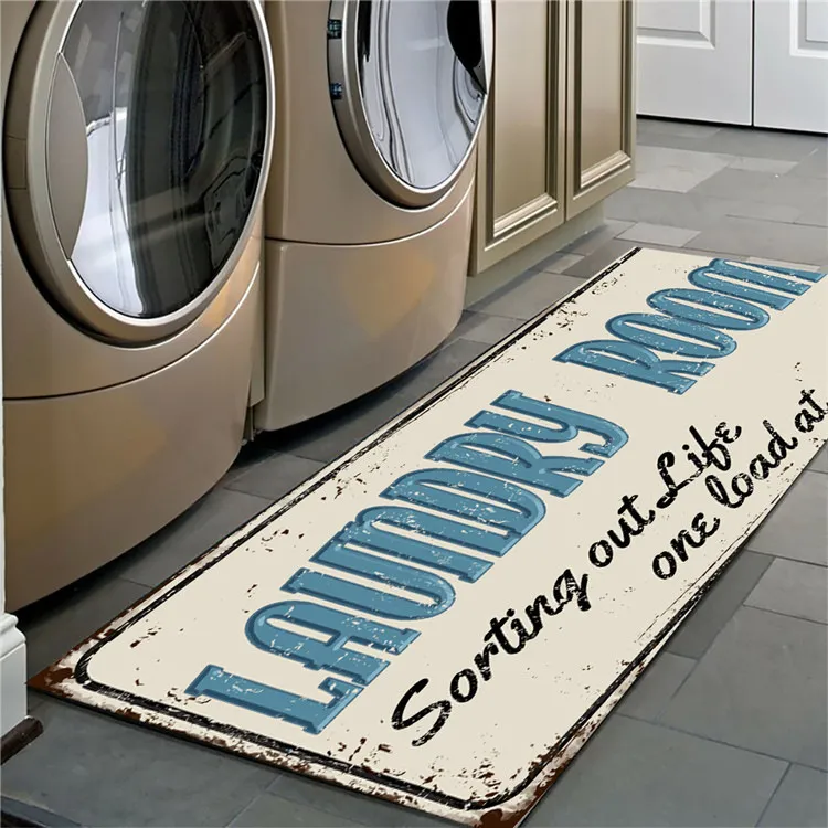 WUJIE "LAUNDRY ROOM" Pattern Kitchen Rug Antislip Balcony Mats NonSlip Carpets for Living Room Door Mat Entrance Home Decor 220811