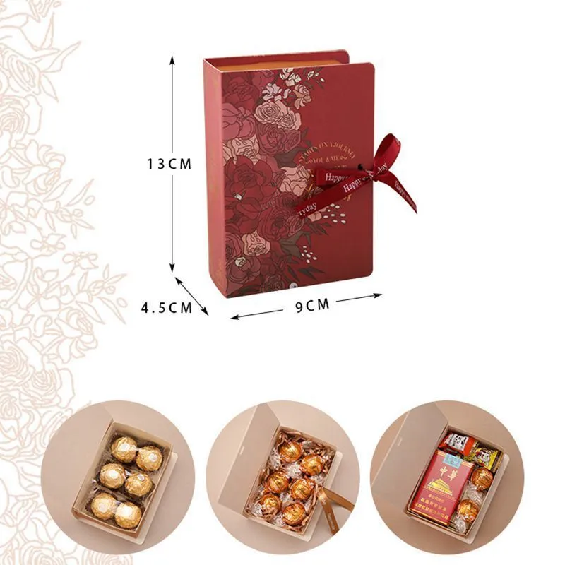 Book Shape Candy es Creative Paper Bags DIY Gift for Christmas Wedding Birthday Party Decorations Box with Ribbon 220705