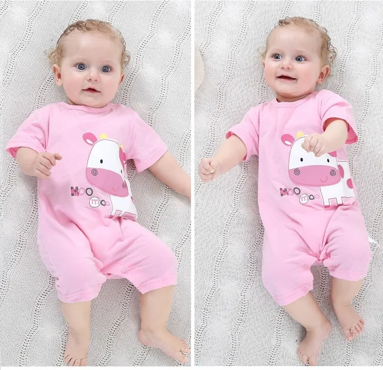 born Baby Clothes Summer Short Sleeve Rompers Infant Boys Girls Cartoon Cotton Jumpsuit Toddler Thin Pajamas Outfit 220707