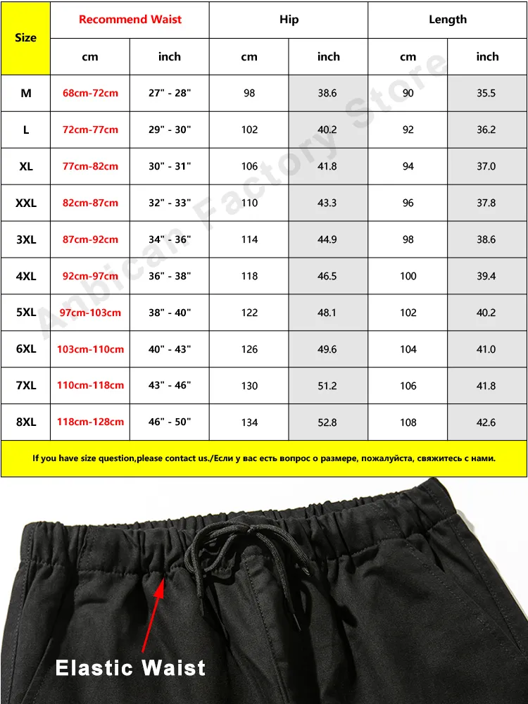 Printemps été multipoches Cargo pantalon hommes Streetwear grande taille noir Joggers mâle décontracté coton pantalon 6XL 7XL 8XL 220713