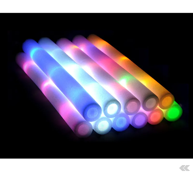 Bulk Colorful LED Glow Sticks RGB LED Glow Foam Stick Cheer Tube Dark Light Birthday Wedding Party Supplies 220527