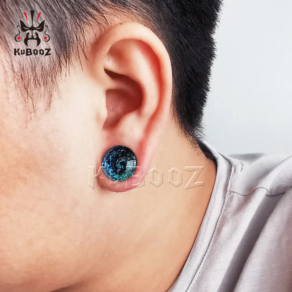 Kubooz – bouchons d'oreille en verre de haute qualité, Design Voie lactée, tunnels de boucles d'oreilles, jauges de perçage, bijoux pour le corps, extenseurs entiers de 6mm à 25mm 298n