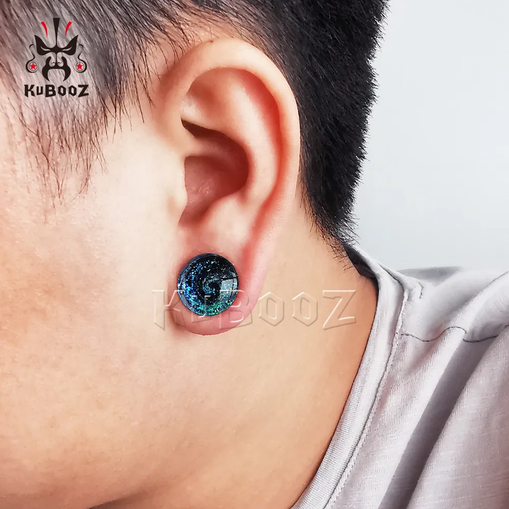 Kubooz Hoge kwaliteit glas Melkwegontwerp Oordoppen Oorbeltunnels Piercingmeters Lichaamssieraden Expanders Hele 6 mm tot 25 mm 298n