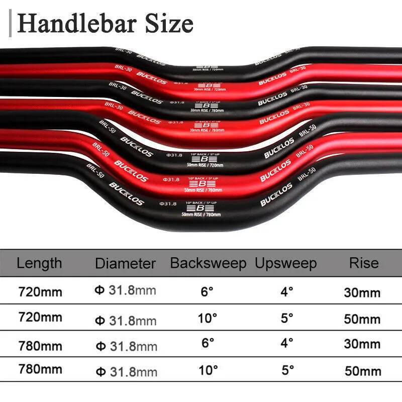 BUCKLOS Mtb Handlebar 31.8/25.4mm bike Riser Bar 620/660/720/780mm Aluminum Alloy Bicycle Handlebar Cycling Handle Bar Bike Part 220815