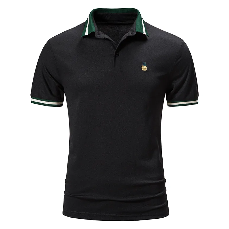 Mężczyźni Polo koszule krótkie rękawie Summer męskie Casual Polos V szyja koszulka koszulka Slim Solid Hafdery Business Ubranie 220504
