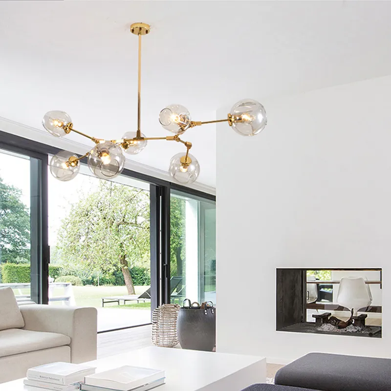 Ветвящиеся пузырьковые светодиодные подвесные светильники золотого и черного цвета в скандинавском стиле для столовой и кухни, дизайнерский подвесной светильник AC110V 220V307w