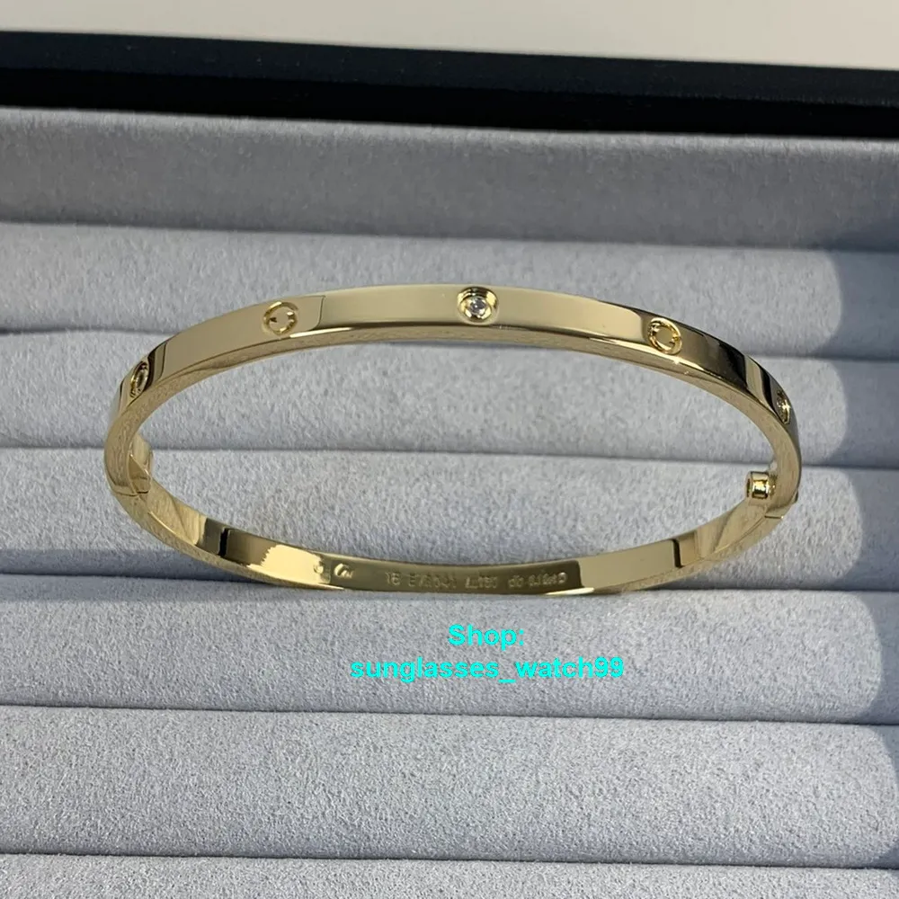 XIS diamantes Love bangle versão estreita pulseira ouro Au 750 18 K nunca desbota tamanho 16-19 com caixa réplica oficial de alta qualidade luxu285f