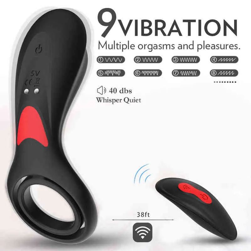 Erotica volwassen speelgoed Remote Control Penis Ring Vibrator Sekspeeltjes voor koppels Dual Penetration Spring Ring Ring Cock Ring G Spot Clitoris Massager 220507