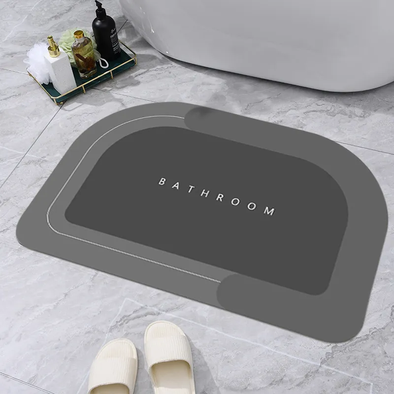 Semicircle Super Absorbent Shower Mat Quick Drying Bathroom Rug Non-slip Entrance Doormat Nappa Skin Floor Bath Home Carpet 220401