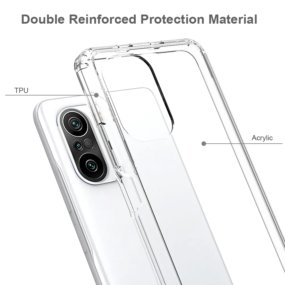 Kryształowe przezroczyste akrylowe odporne na wstrząsy dla Xiaomi Redmi K40 Pro Poco F3M3 Pro 5g X3 NFC TPU Hard Plastic Back Cover