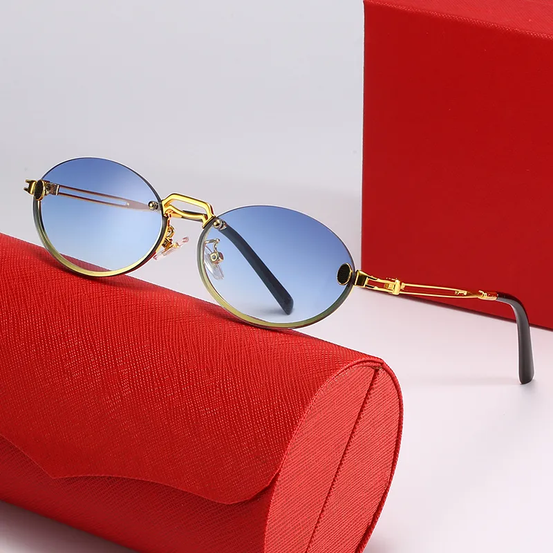 Marka Tasarımcısı Erkekler İçin Güneş Gözlüğü Yuvarlak Çift Köprü Gözlükleri Düzensiz Yarı Kısac Fiyazlar Moda Spor Beach Gözlükleri Kadınlar için224R