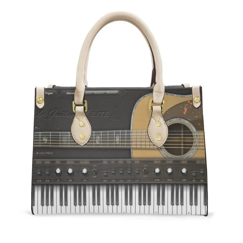 Bolsas de noche Guitarra y llaves de piano Diseño de marca impresa Bolsos casuales de hombro para mujeres Resado de cuero Crossbody Bage2946