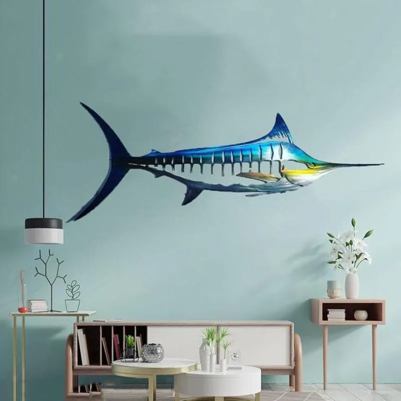 Decorazione creativa Scultura d'arte in metallo Simulazione Decorazione da appendere a parete Ornamento stanza a forma di pesce 220622