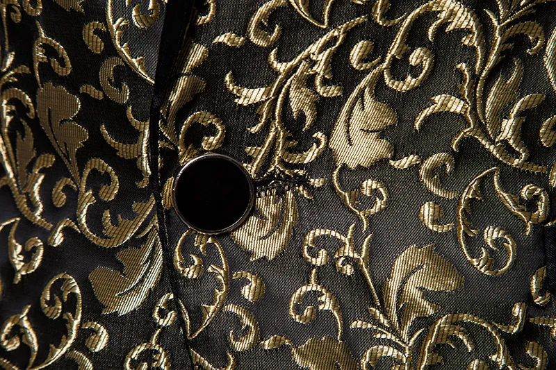 Gold Jacquard Bronzing Floral Blazer Men Brand Mens Patchwork One Button Blazer Jacket Party Stage Singer Costume Homme 220812