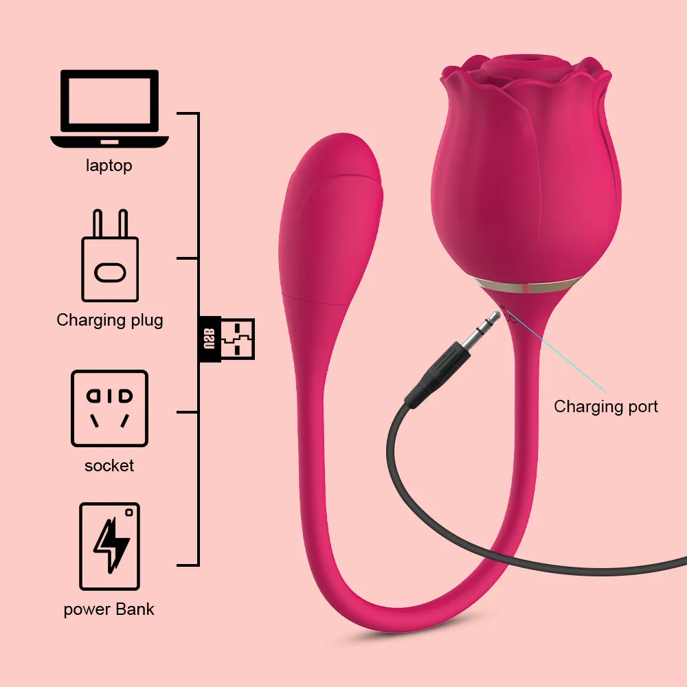 Rose Shape Vagina Sucking Vibrator 10 velocidades G-spot consolador oral clítoris estimulación de chupas juguetes sexy eróticos para mujeres