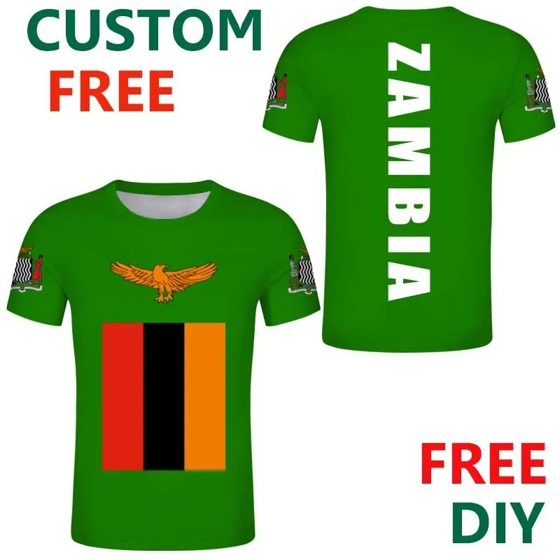 Zambiya Country Flag Tişörtlü Erkekler İçin Arması Kadınlar Özel Komik Resim Adı Tee 220609