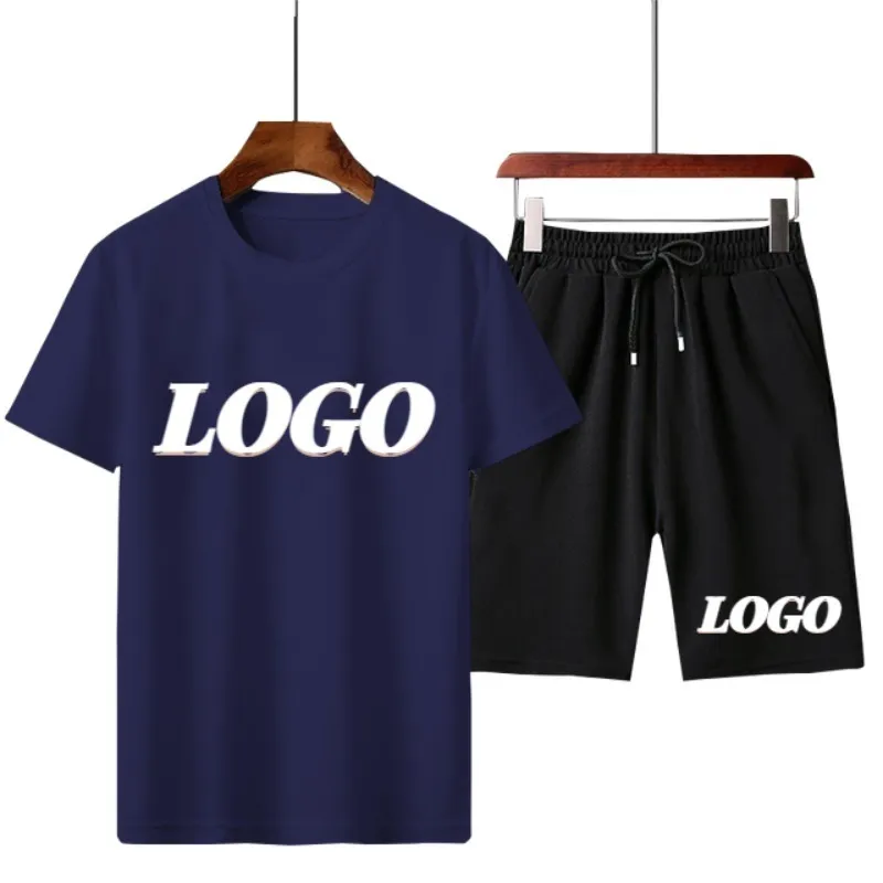 Custom heren joggingpak zomer 2-delig korte mouwen casual mode fitness t-shirt shorts heren sportkleding 220615