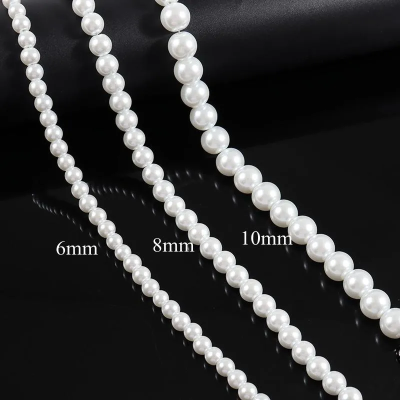 Chains Trendy Classic Imitation Pearl Necklace Men Handmade Width 6 8 10mm Toggle Clasp Beaded For Jewelry GiftChains244f