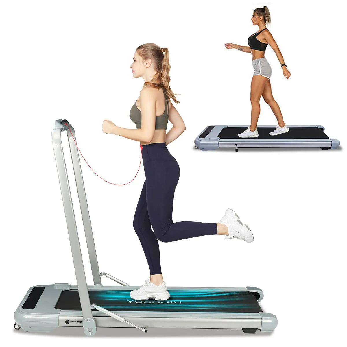 Elektrisk löpband 2 i 1 6km / h Folding Running Machine Hem Office Walking Pad Fitness Equipment