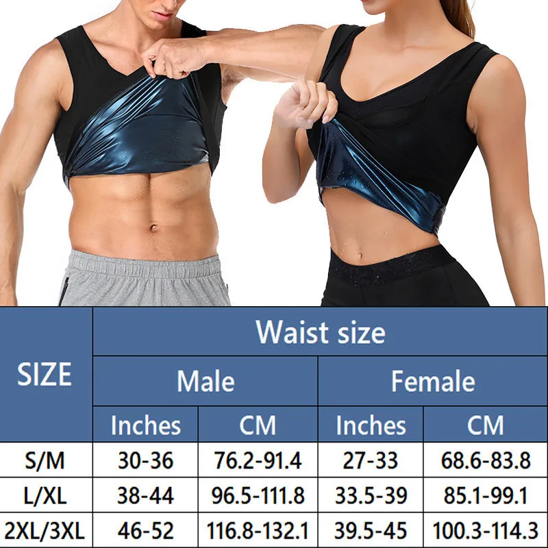 Men Polymer Sweat Sauna Shaper Vest Body Shaper Waist Trainer Slimming Women Tank Top Workout Shirt Weight Loss Body Shapewear 220292n