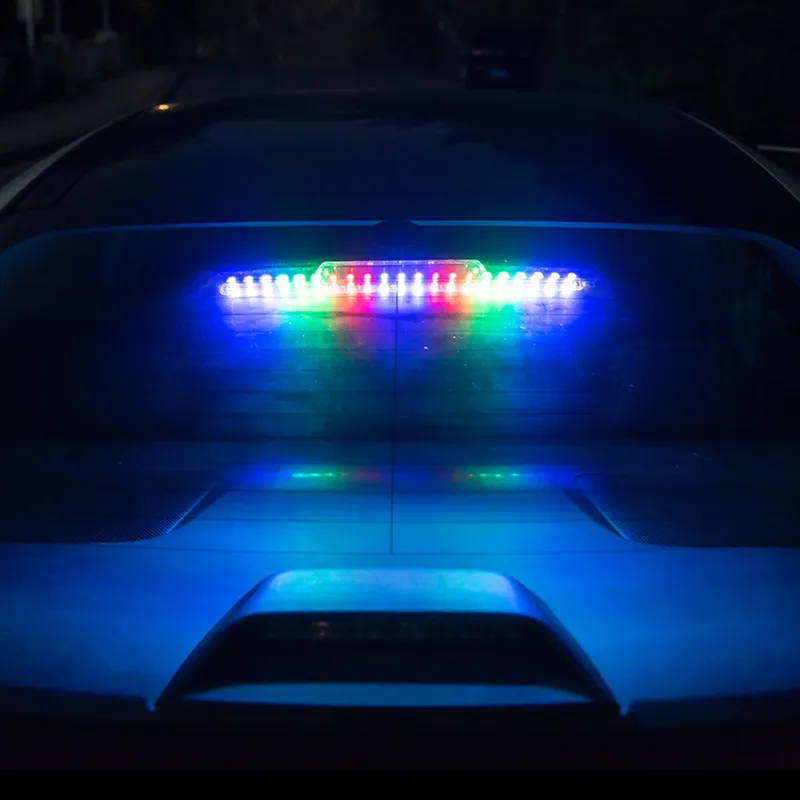 Carro luzes led auto solar colorido luz de advertência antirrearend luzes lâmpadas ferramentas do carro bens automotivos para ford edge 200120216118480