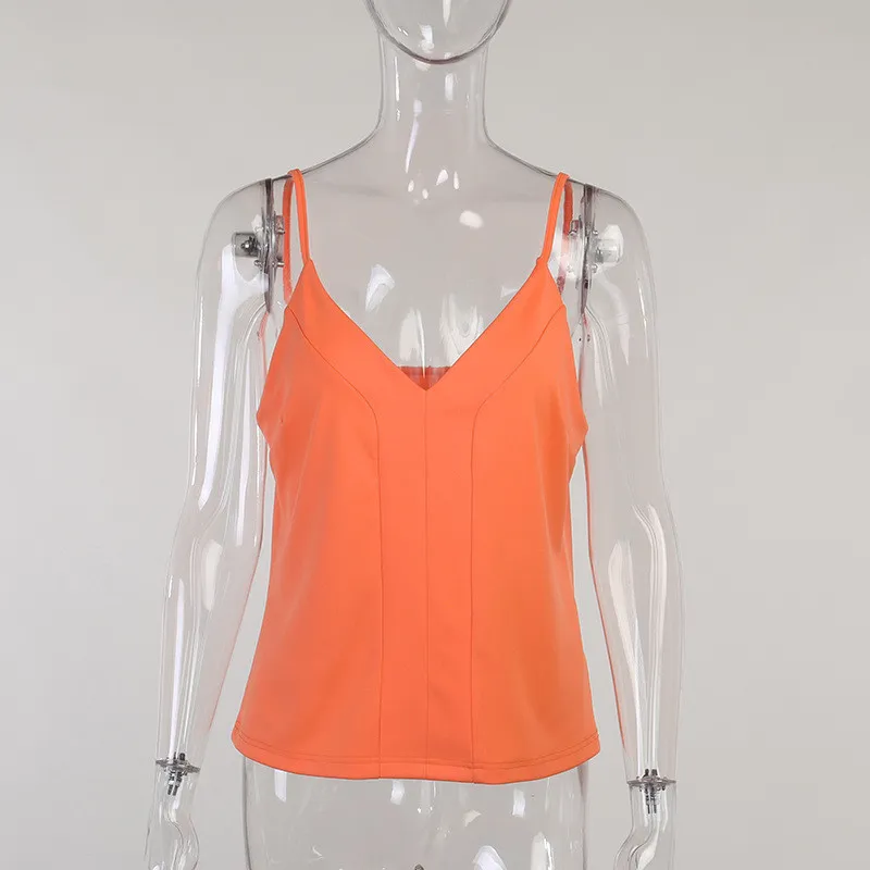 Orange Top Sexy Club Party Kvinnor Camis Vit Svart Ärmlös Mode Femme Kläder Av Axel Tank Toppar Sommar 220325