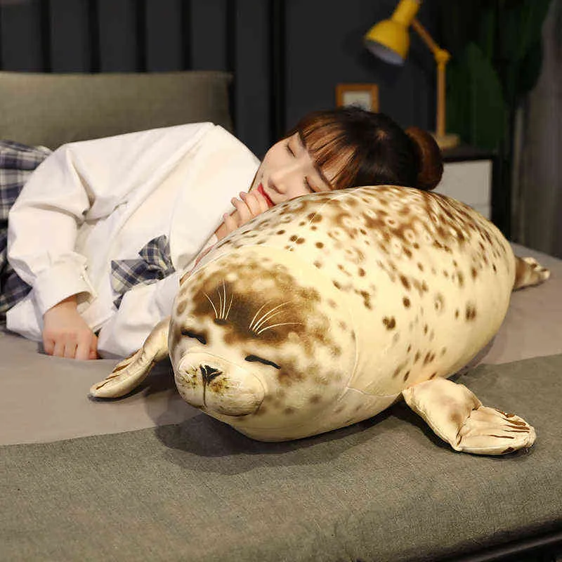 Pc Cm Simulation D Sea Lion Hugs High Quality Stuffed Soft Animal Seal Cushion Baby kawaii Sleeping Susen Dolls J220704