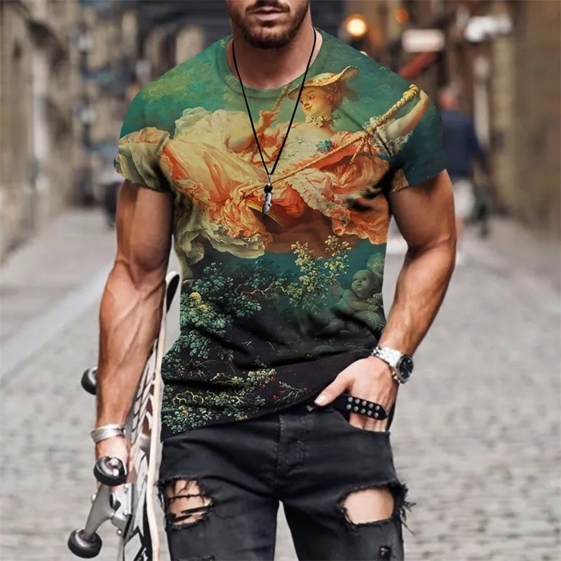 Homens mulheres unissex fofo engraçado 3d pintura tshirts camisetas redonda de verão de manga curta machos de tshirt de tamanho grande Tees 6xl 220607