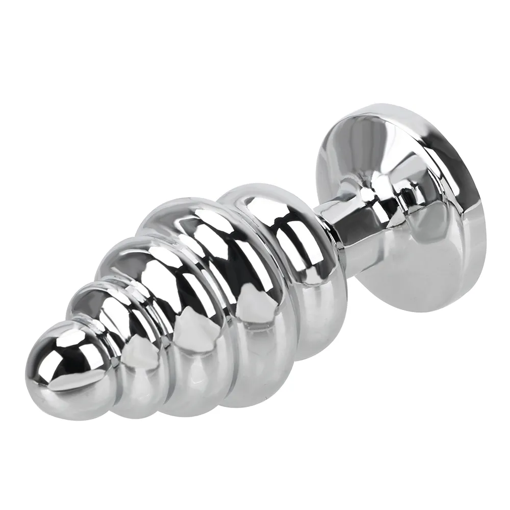 Metal Crystal Jewelry Spiral Beads Stimulation Stainless Steel Butt Plug Anal Prostate Massager sexy Toys For Woman Men