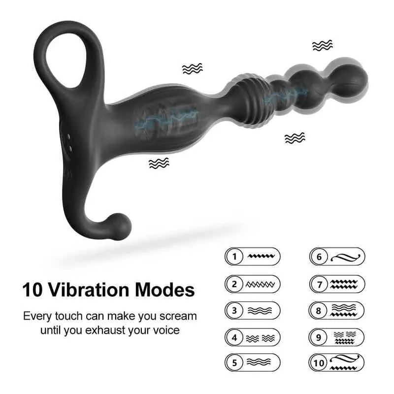 NXY anal Toys Plug Wireless Vibrator Prostate Massager Pärlor Big Butt Soft Silicone Buttplug Sex Bra för män Vuxna Gay 220510