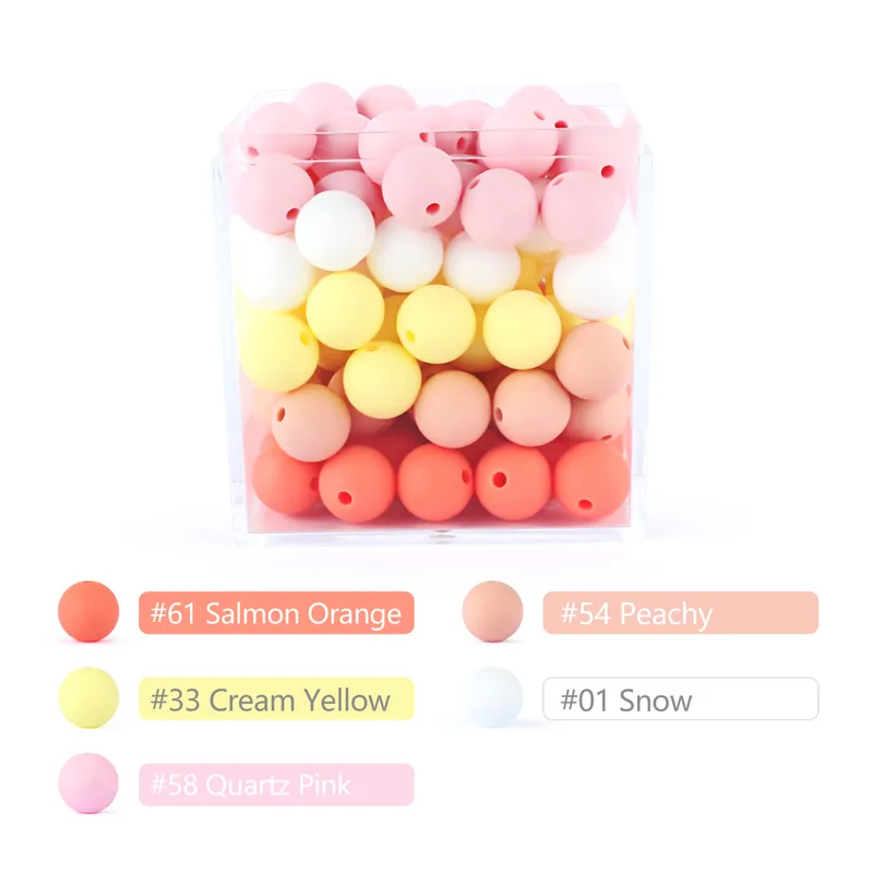 15mm سيليكون حبات فضفاضة ، فود ، سيليكون آمن Teether Diy مضغ ، ملون ، Baby Ball Beads ، Baby Toys 220326