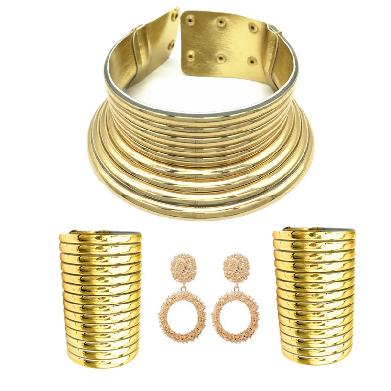Boucles d'oreilles en alliage de style de style africain Set pour les femmes bracelets de collier vintage punk grands ensembles de bijoux de mode 220718