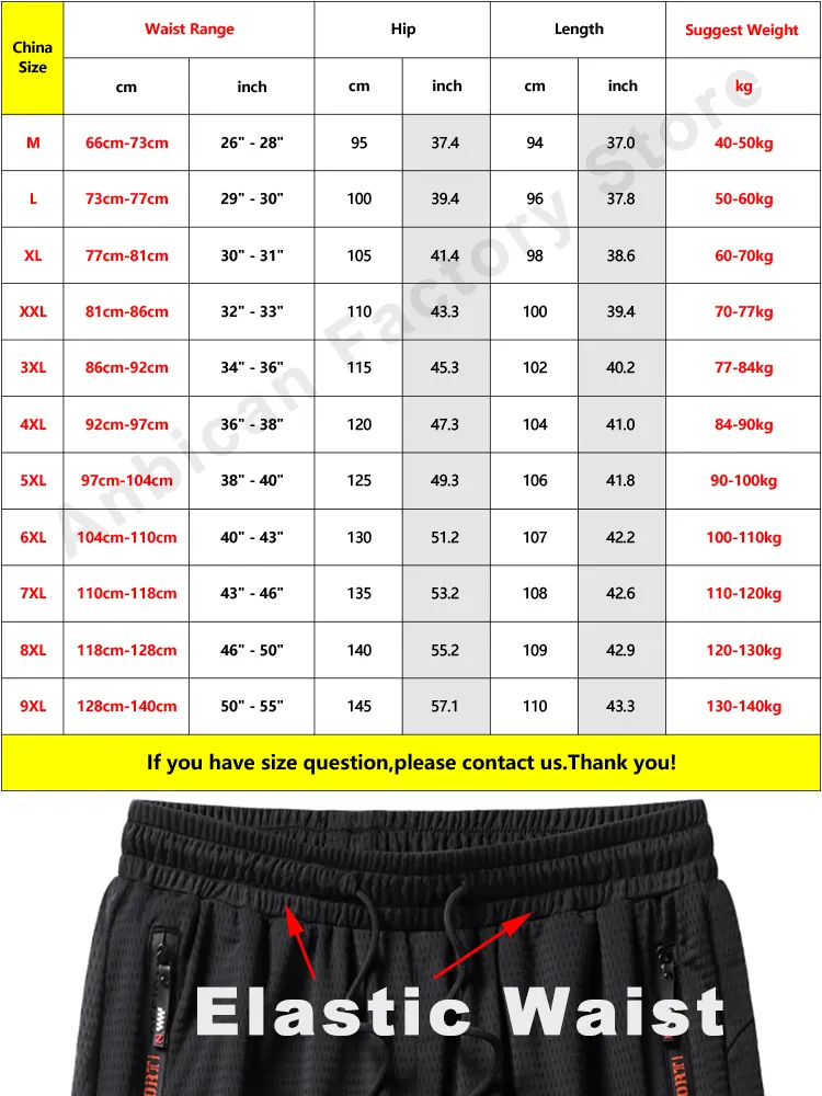 Été Respirant Mesh Noir Pantalon De Survêtement Hommes Joggers Sportswear Baggy Pantalon Homme Casual Pantalon De Survêtement Plus La Taille 7XL 8XL 9XL 220704