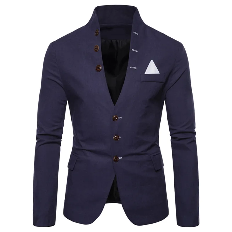 Blazer Hombre Men Long Rleeve Stand Tuxedo Suit Blazer 3 Button Slim Oresja Americana Hombre Blazer 220801