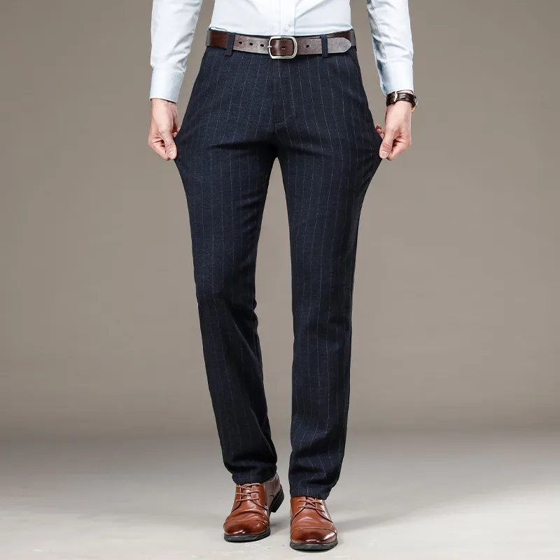Hommes d'affaires décontracté long pantalon costume printemps automne mode mâle élastique droit formel pantalon plus grande taille 29 40 220719