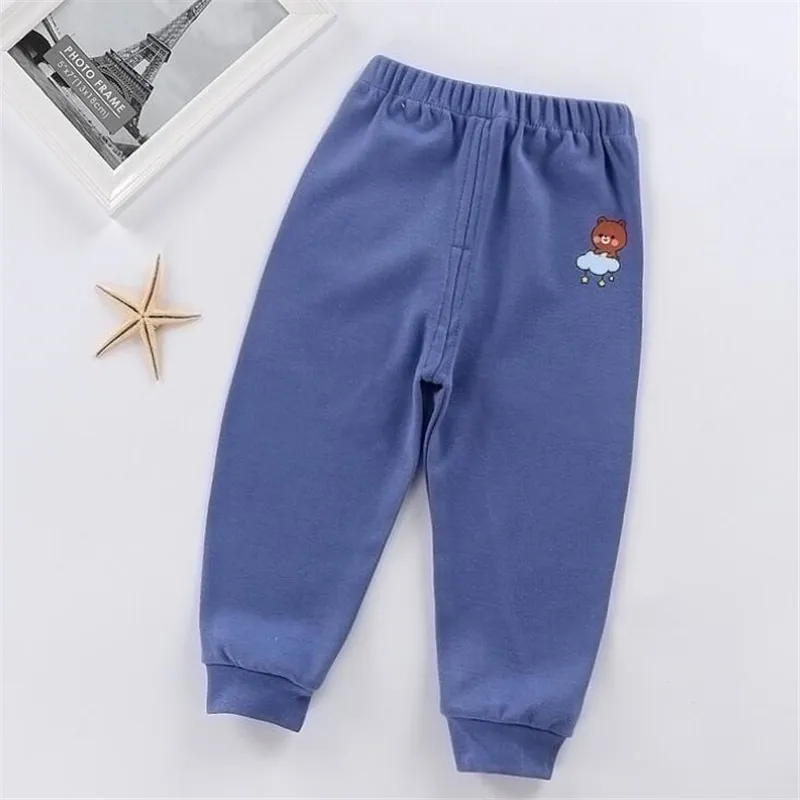 Pantalones de color caramelo para niños Otoño Algodón Dibujos animados Pantalones casuales para bebés 1-5Y Pantalones largos Trajes para bebés Ropa para niños 220512